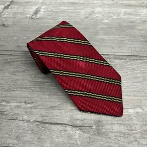 Brooks Brothers Red w/ Gold & Navy Stripe Silk Tie